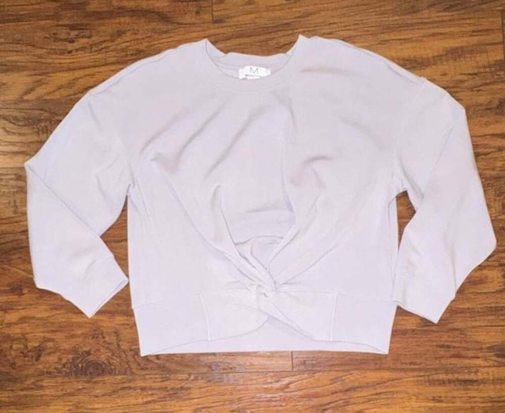 Magaschoni Twist Front Sweatshirt Size L Purple Long Sleeve Crewneck